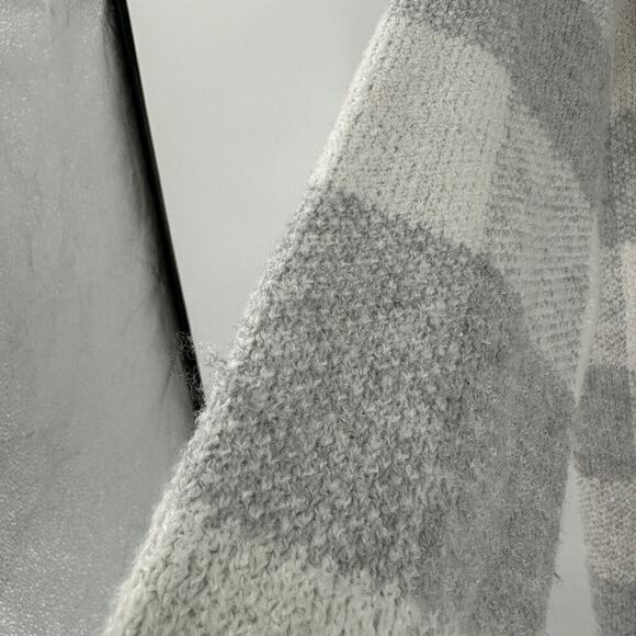 Jun & Ivy Gray Checkered Long Sleeve Open Front Knit Cardigan Size Medium - Picture 5 of 12